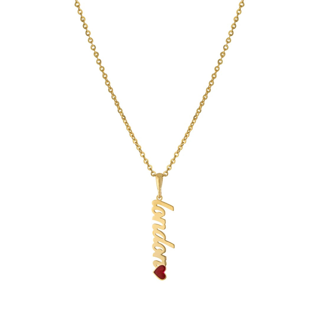 Marcelle Script Enamel Heart Vertical Nameplate