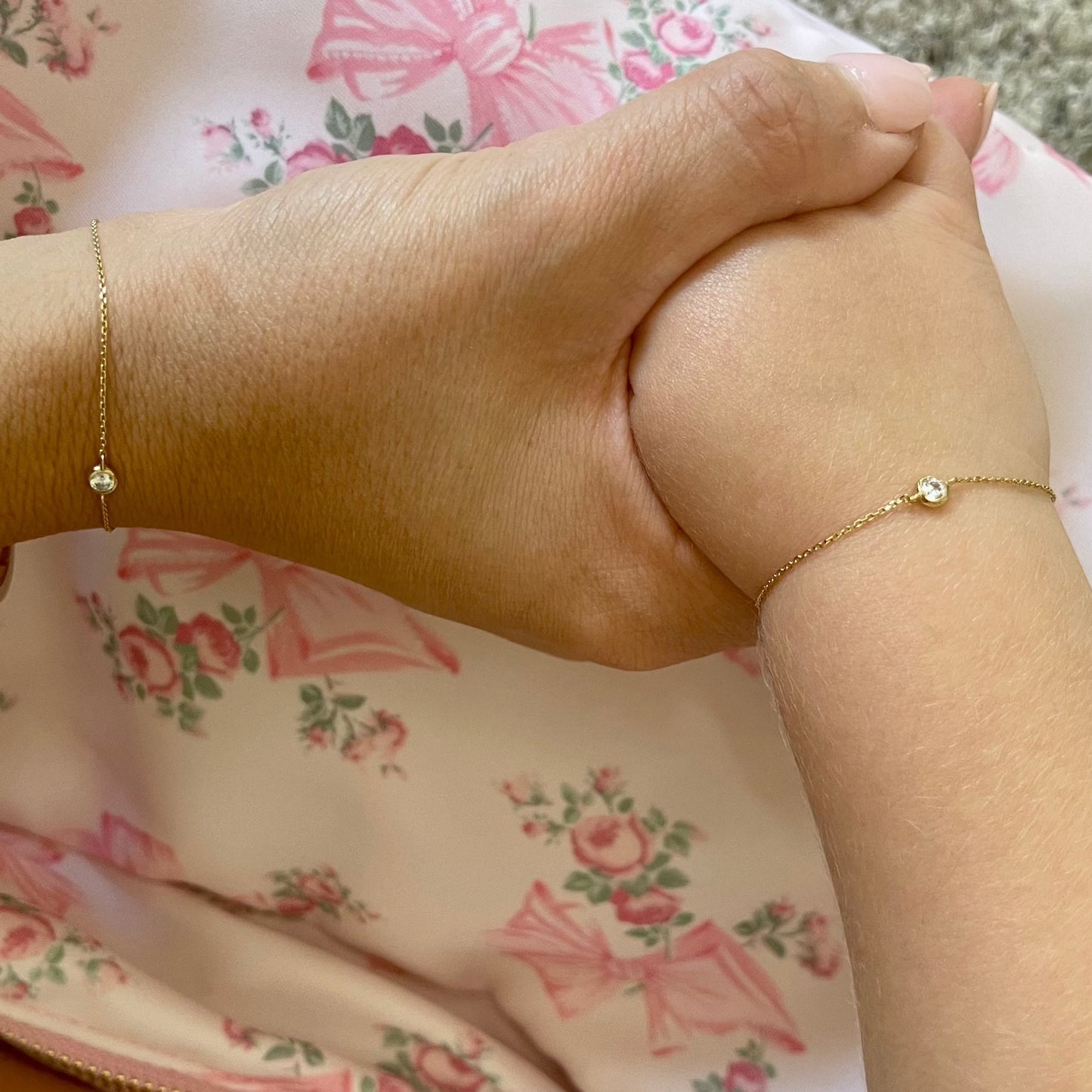 14K Mommy & Me Diamond Bezel Bracelet