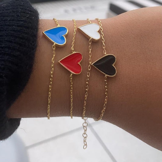 Enamel Heart Bracelet - Retail Therapy Jewelry