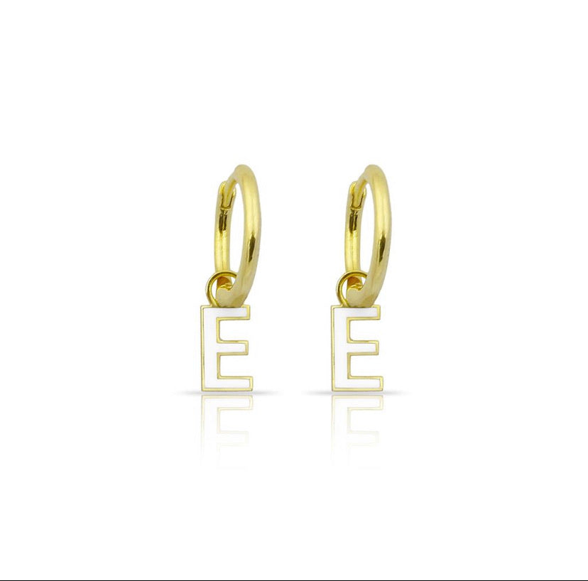 Hanging Enamel Initial Earrings