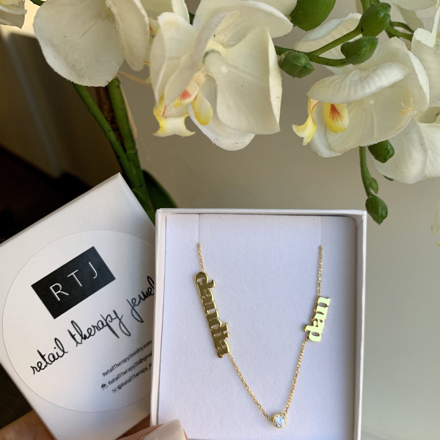 Claudia Mommy Necklace with CZ Bezel - Retail Therapy Jewelry