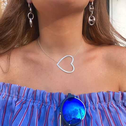 Large Sideways Heart Necklace - Retail Therapy Jewelry