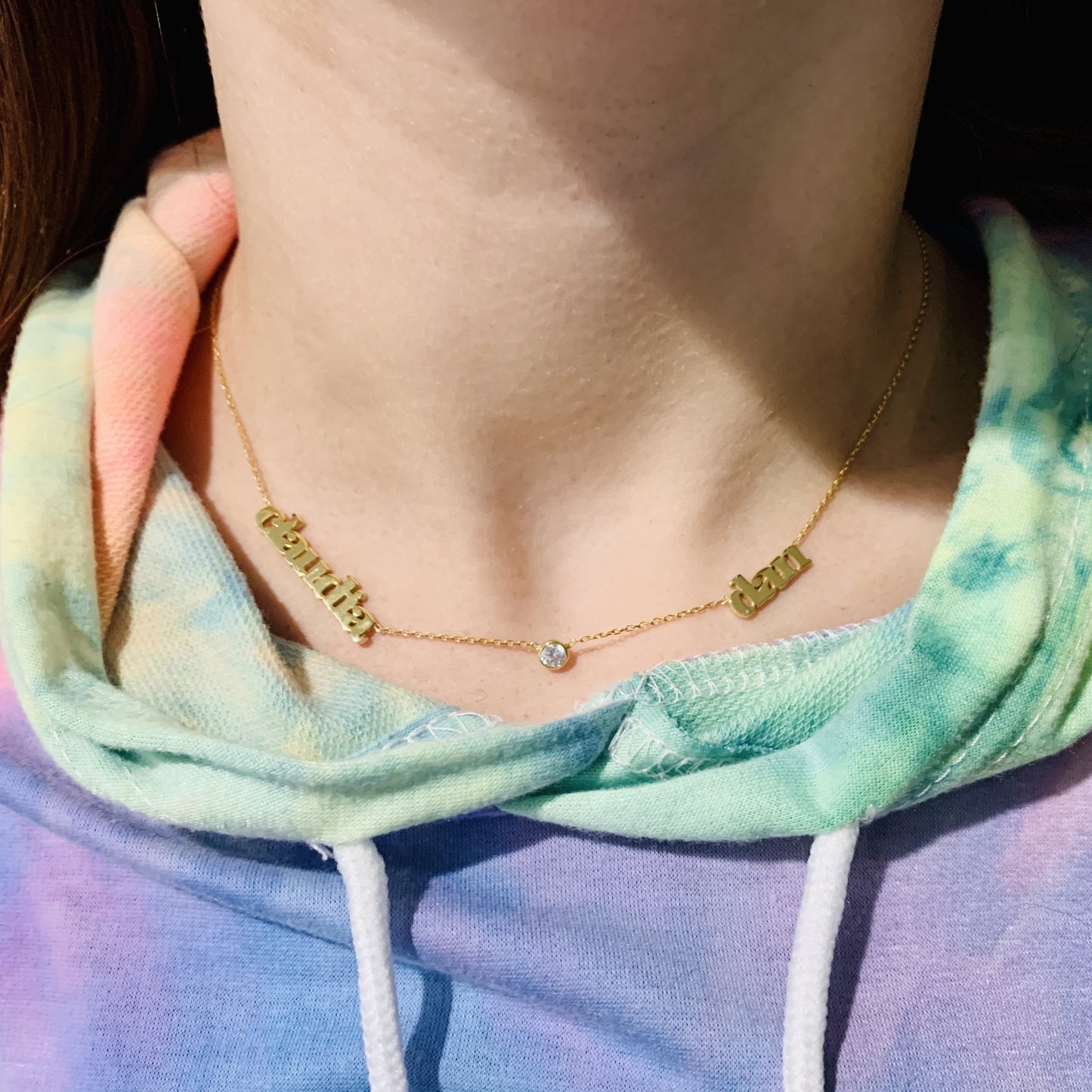 Claudia Mommy Necklace with CZ Bezel - Retail Therapy Jewelry