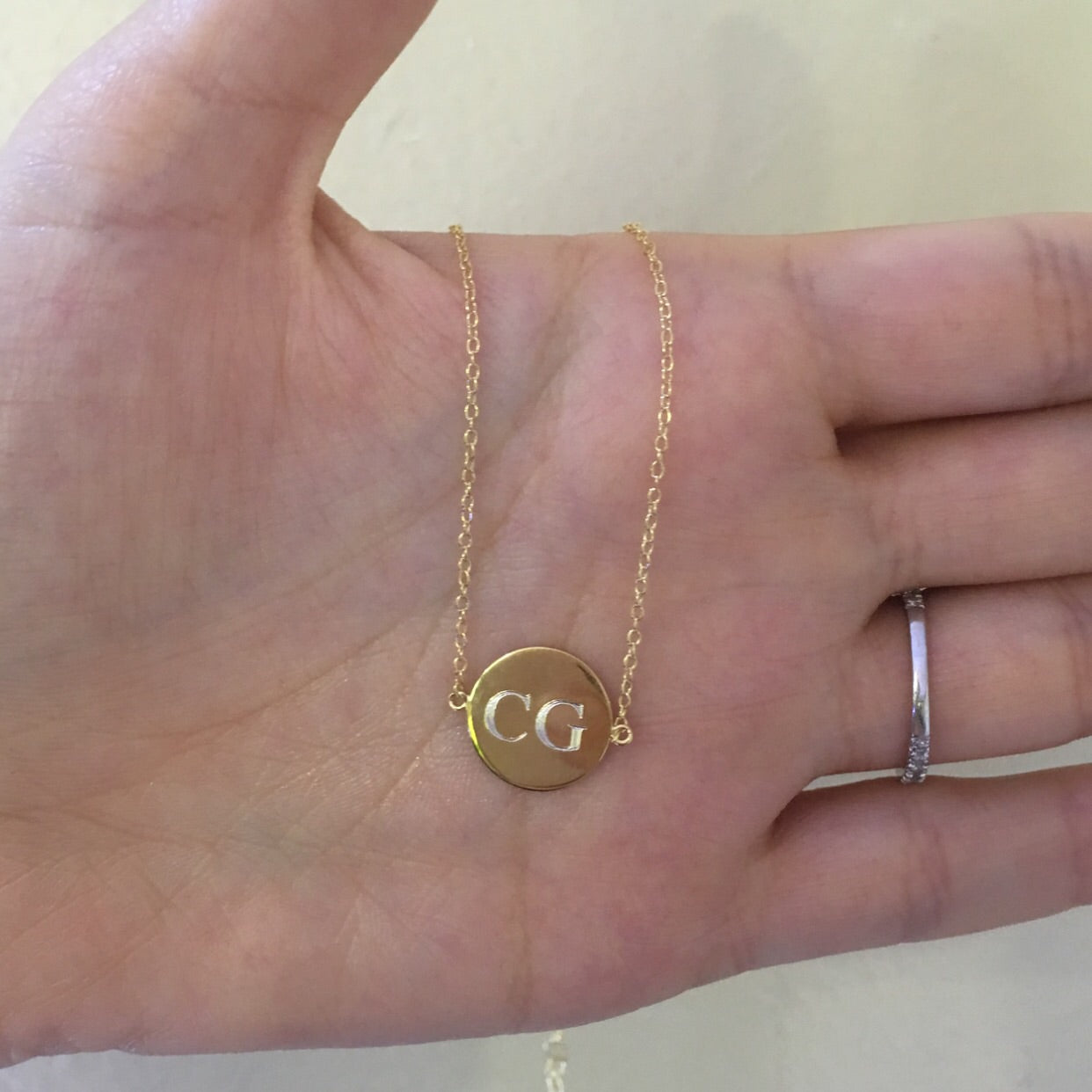 Engraved Initial Disc Chain Choker - Retail Therapy Jewelry