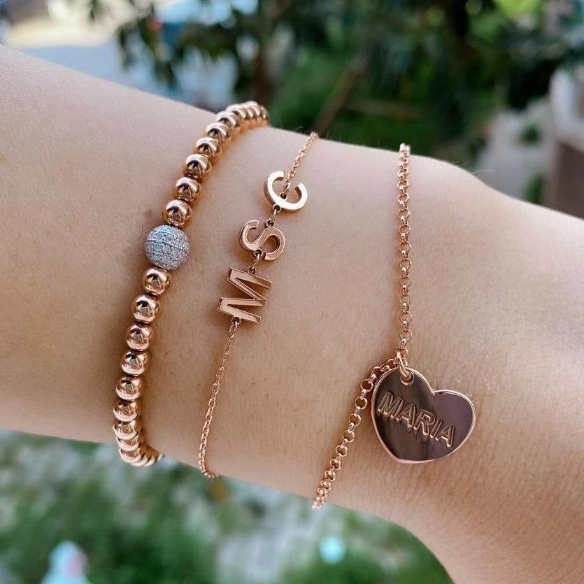 Customized Heart Charm Bracelet - Retail Therapy Jewelry