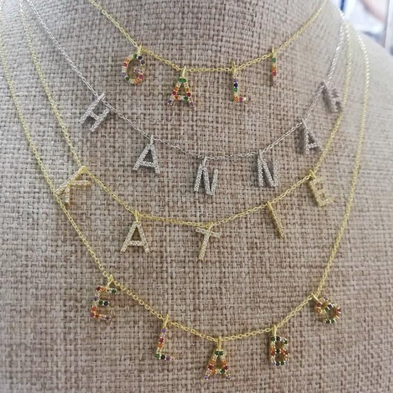 Jordyn Customized Floating CZ Name Necklace - Retail Therapy Jewelry