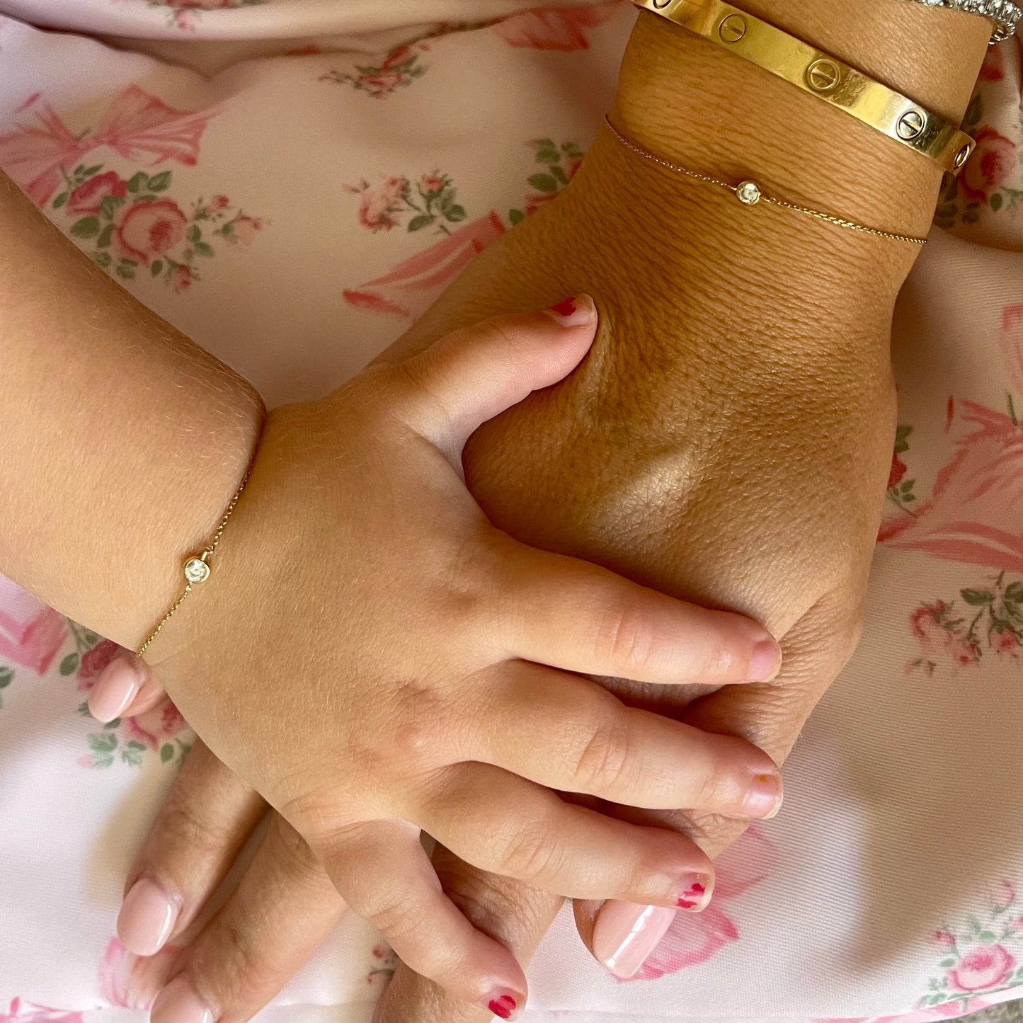 14K Mommy & Me Diamond Bezel Bracelet