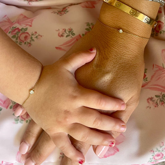 14K Mommy & Me Diamond Bezel Bracelet
