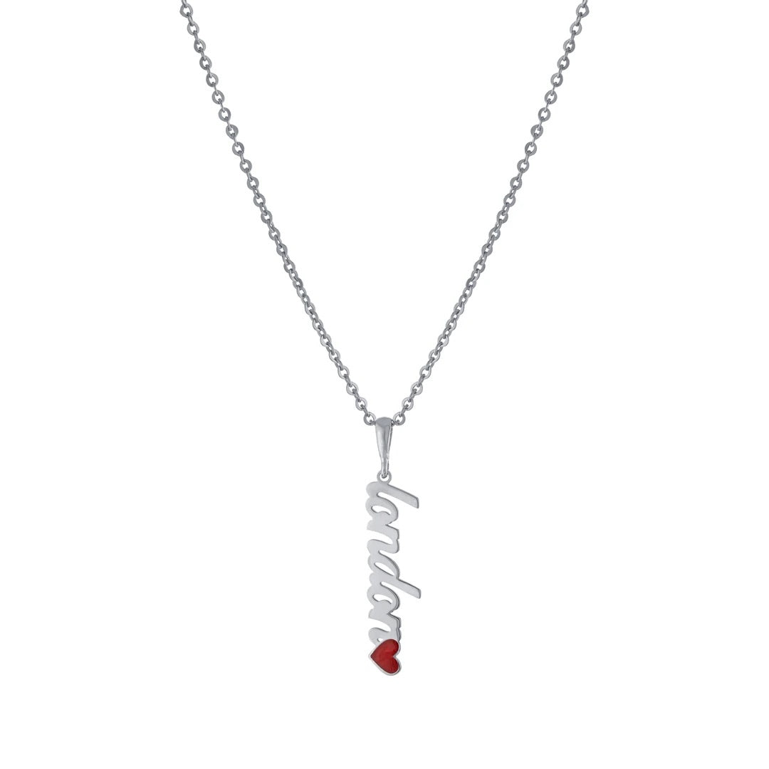 Marcelle Script Enamel Heart Vertical Nameplate
