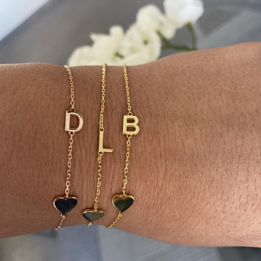 Catie Initial Heart Bracelet - Retail Therapy Jewelry