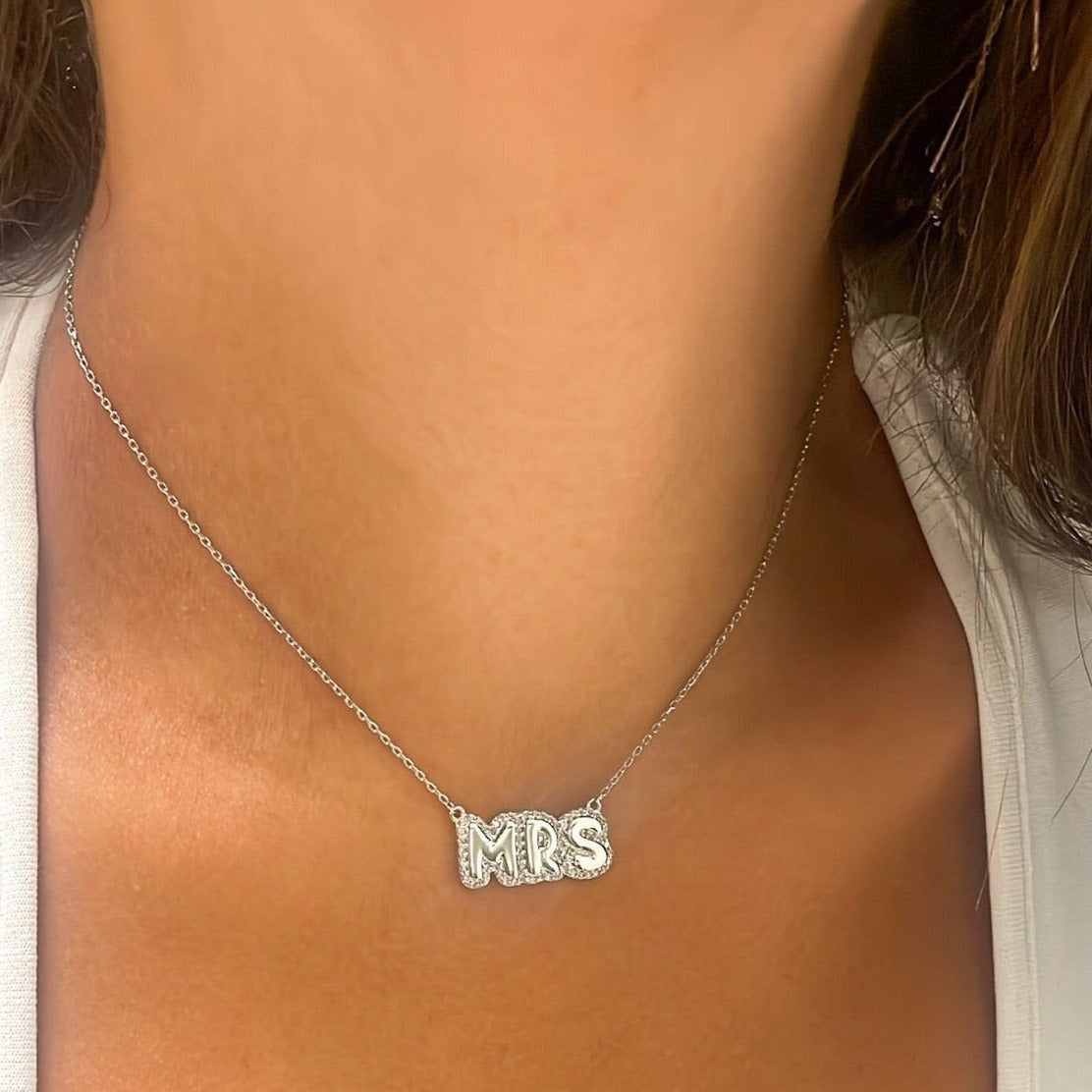 Maya Bubble CZ Nameplate Necklace
