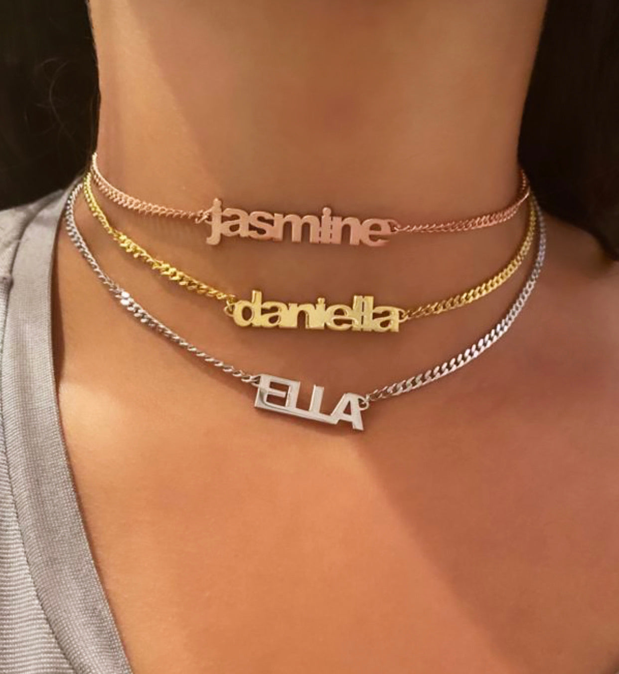 Sienna Bold Thick Chain Nameplate Choker