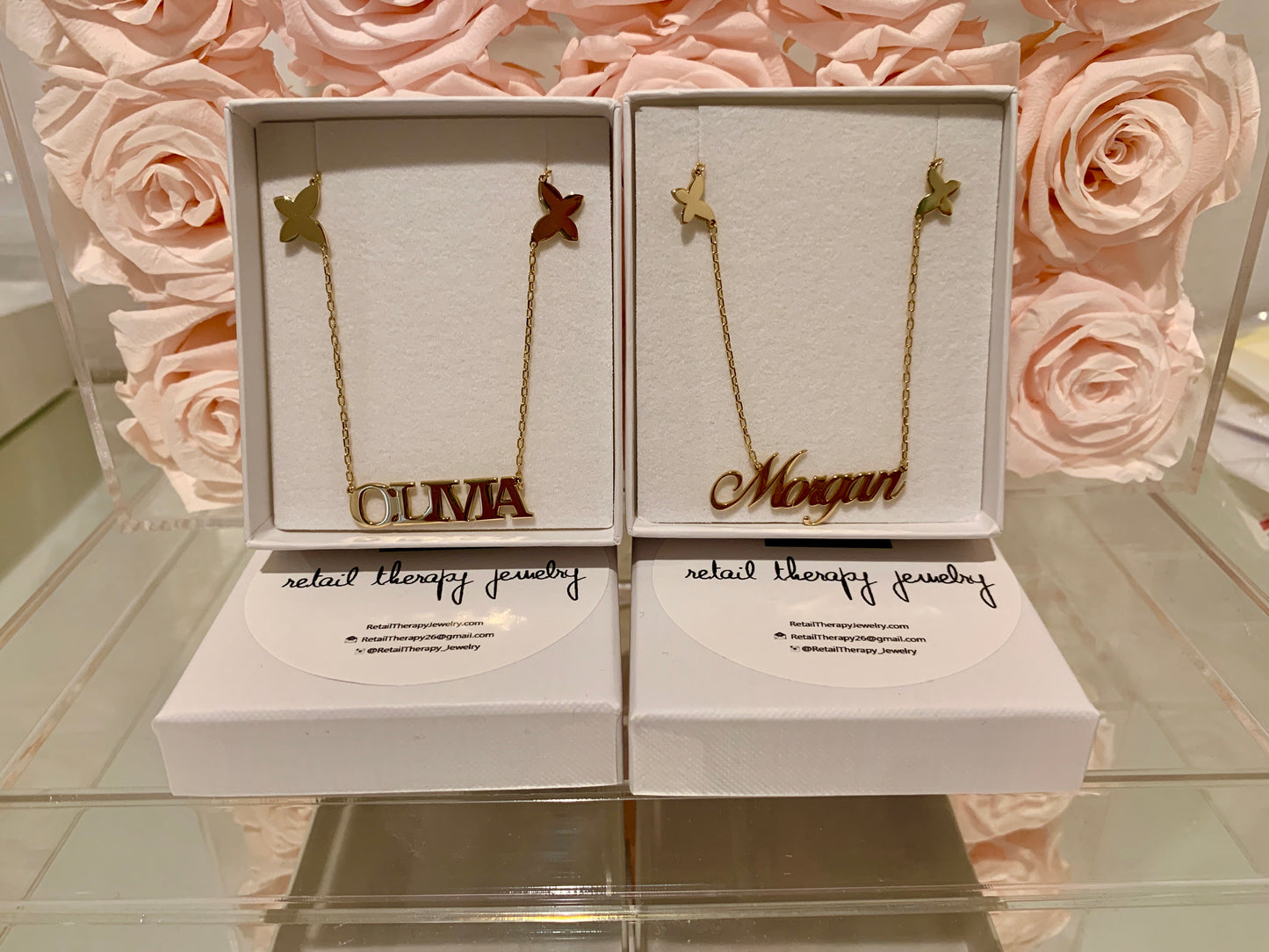 Valentina Floating Butterfly and Name Necklace