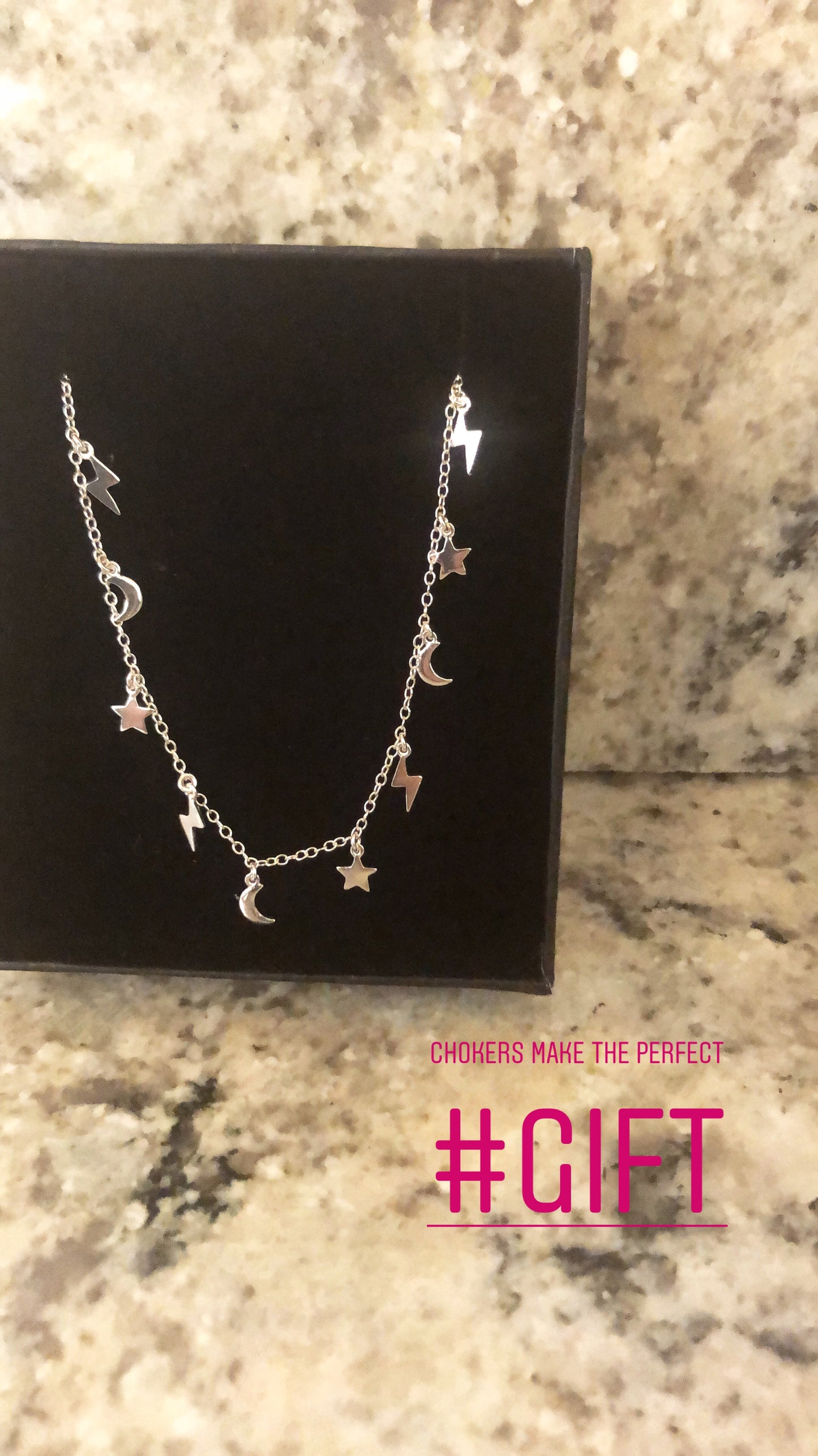 Star Moon Bolt Dangling Choker