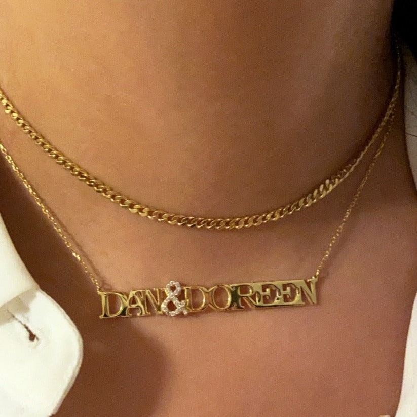 Tiffany Customized Nameplate Necklace & CZ - Retail Therapy Jewelry