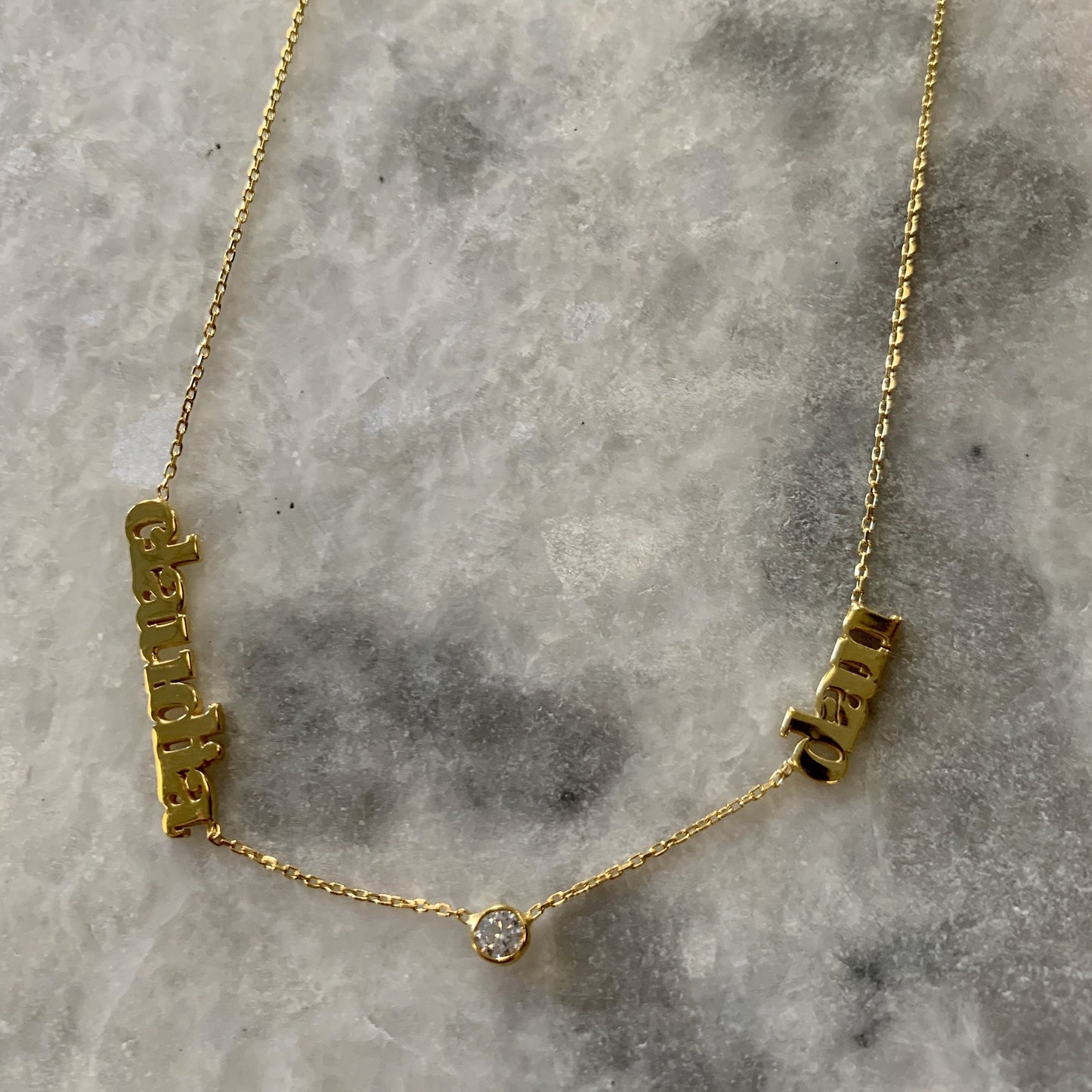 Claudia Mommy Necklace with CZ Bezel - Retail Therapy Jewelry