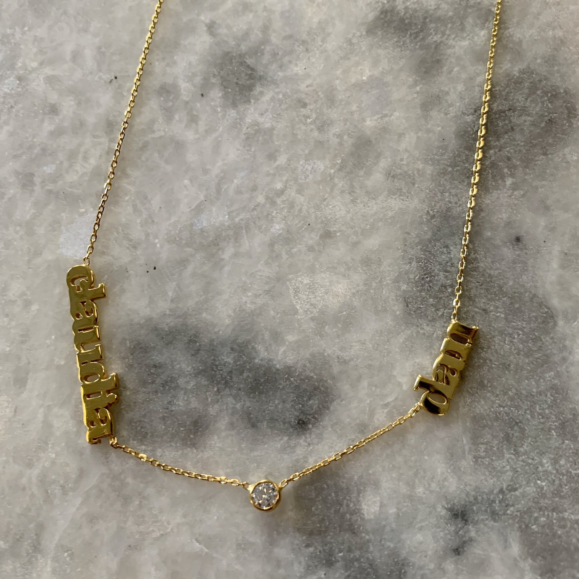 Claudia Mommy Necklace with CZ Bezel - Retail Therapy Jewelry