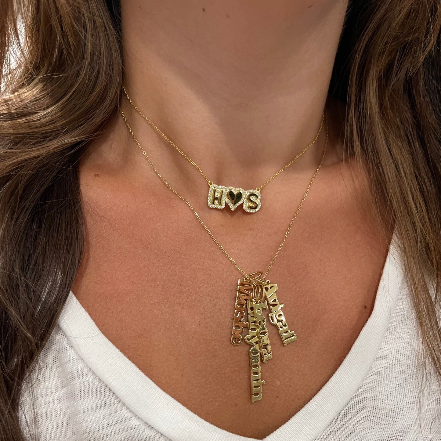 Maya Bubble CZ Nameplate Necklace