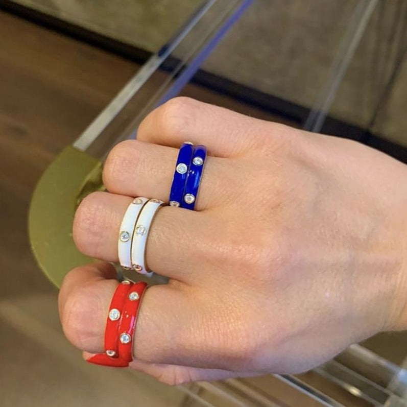 Multi Colored CZ Enamel Ring - Retail Therapy Jewelry
