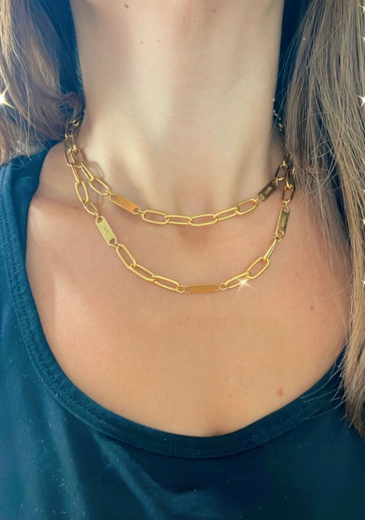 Chaya Paperclip Link Bar Nameplate Necklace