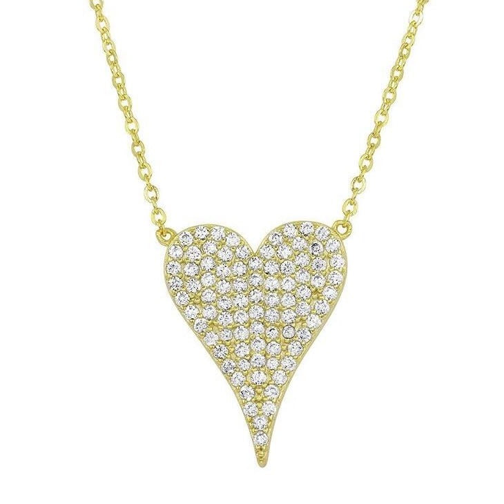 Big CZ Heart Necklace - Retail Therapy Jewelry