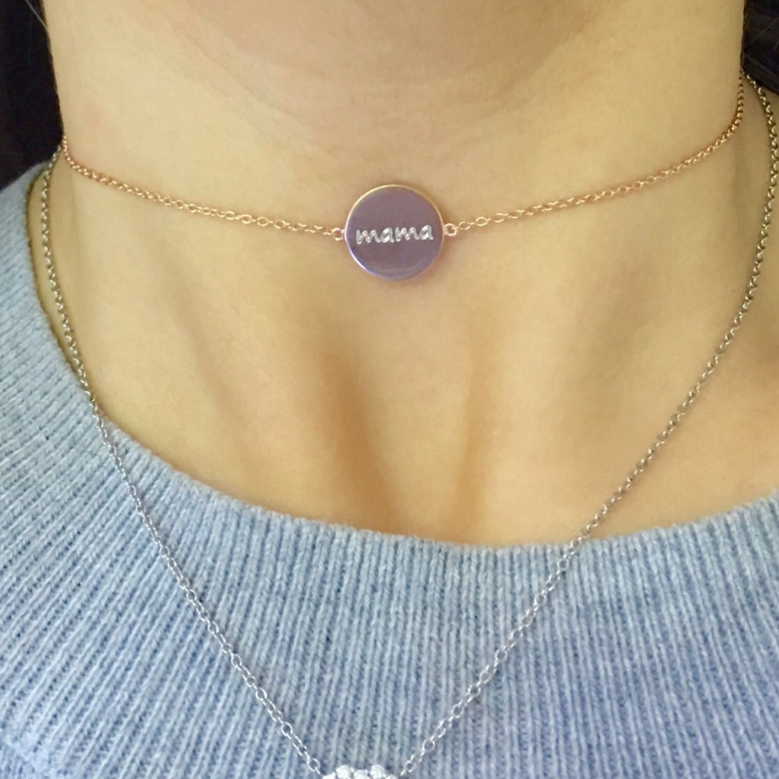 Engraved Initial Disc Chain Choker - Retail Therapy Jewelry