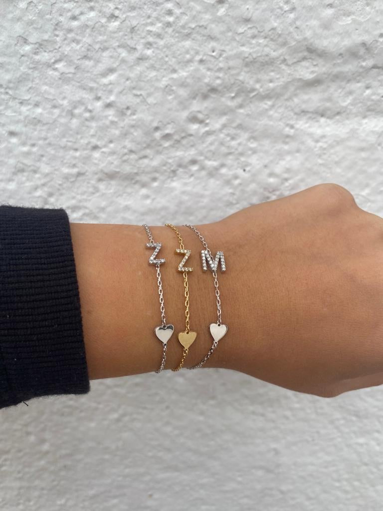 Catie Initial Heart Bracelet - Retail Therapy Jewelry
