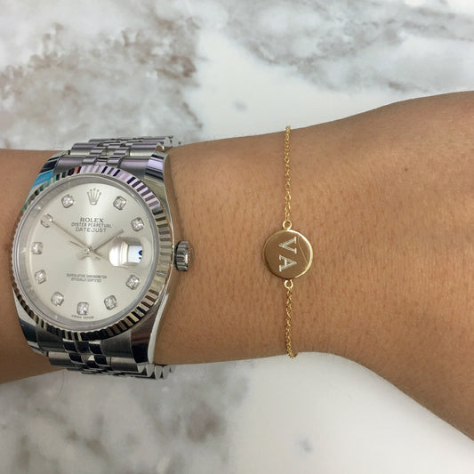 Customized Circle Disc Bracelet - Retail Therapy Jewelry