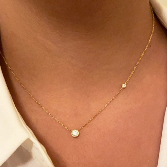 Gold Double Stone Necklace - Retail Therapy Jewelry