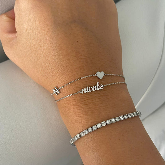 Nicole Script Handwriting Nameplate Bracelet