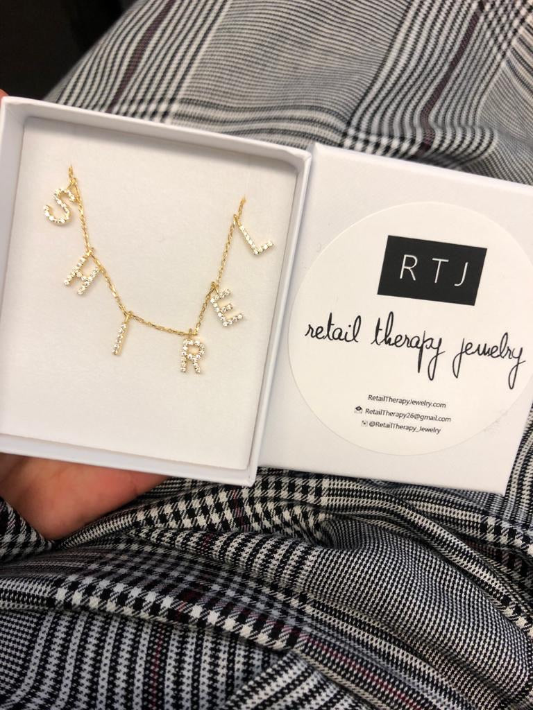 Jordyn Customized Floating CZ Name Necklace - Retail Therapy Jewelry