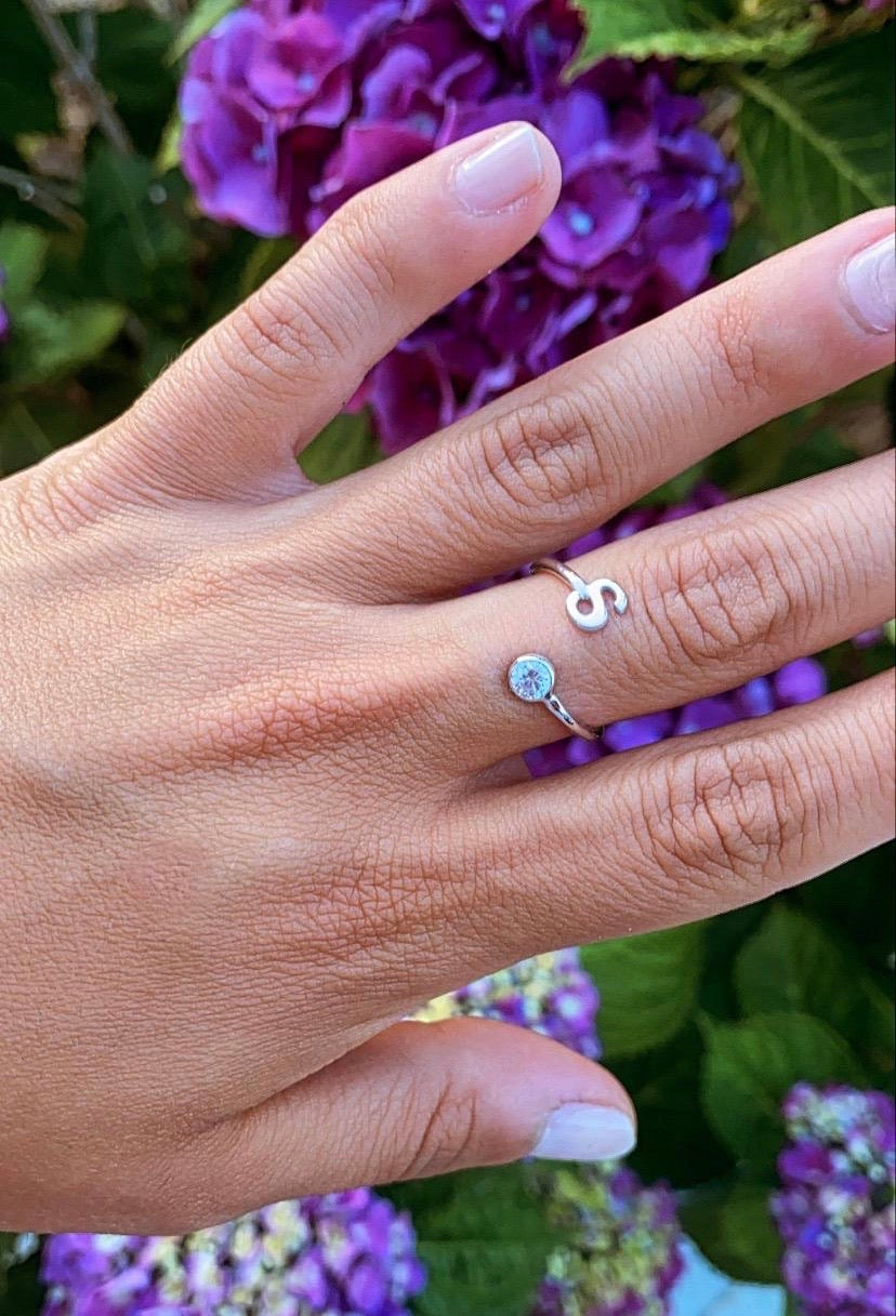 Initial + Bezel Customized Ring - Retail Therapy Jewelry