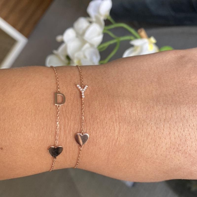 Catie Initial Heart Bracelet - Retail Therapy Jewelry