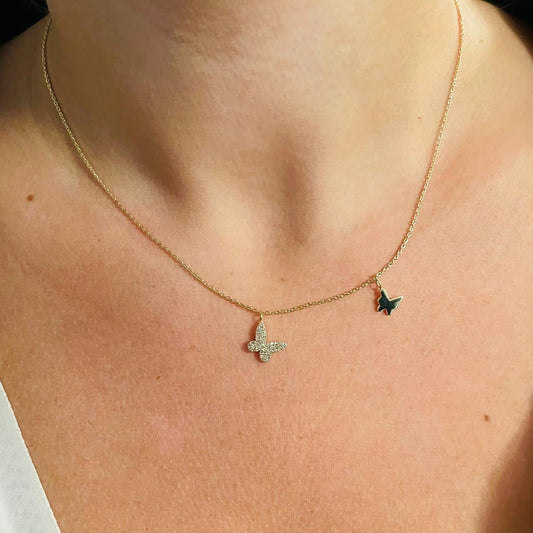 14K Lisa Hanging Butterfly Necklace