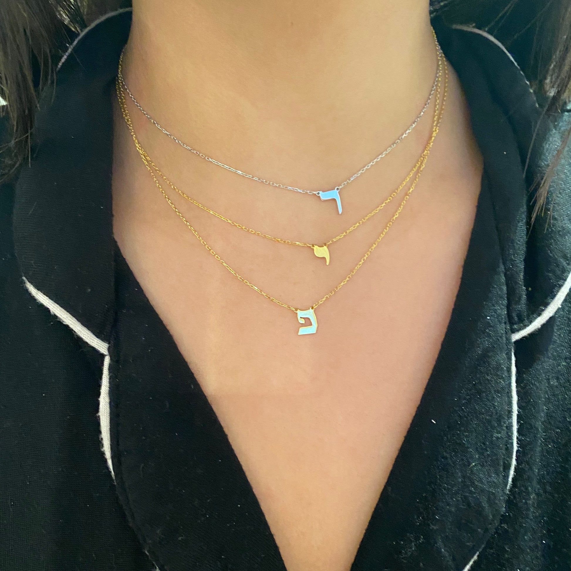 Hebrew Initial Necklace - Retail Therapy Jewelry