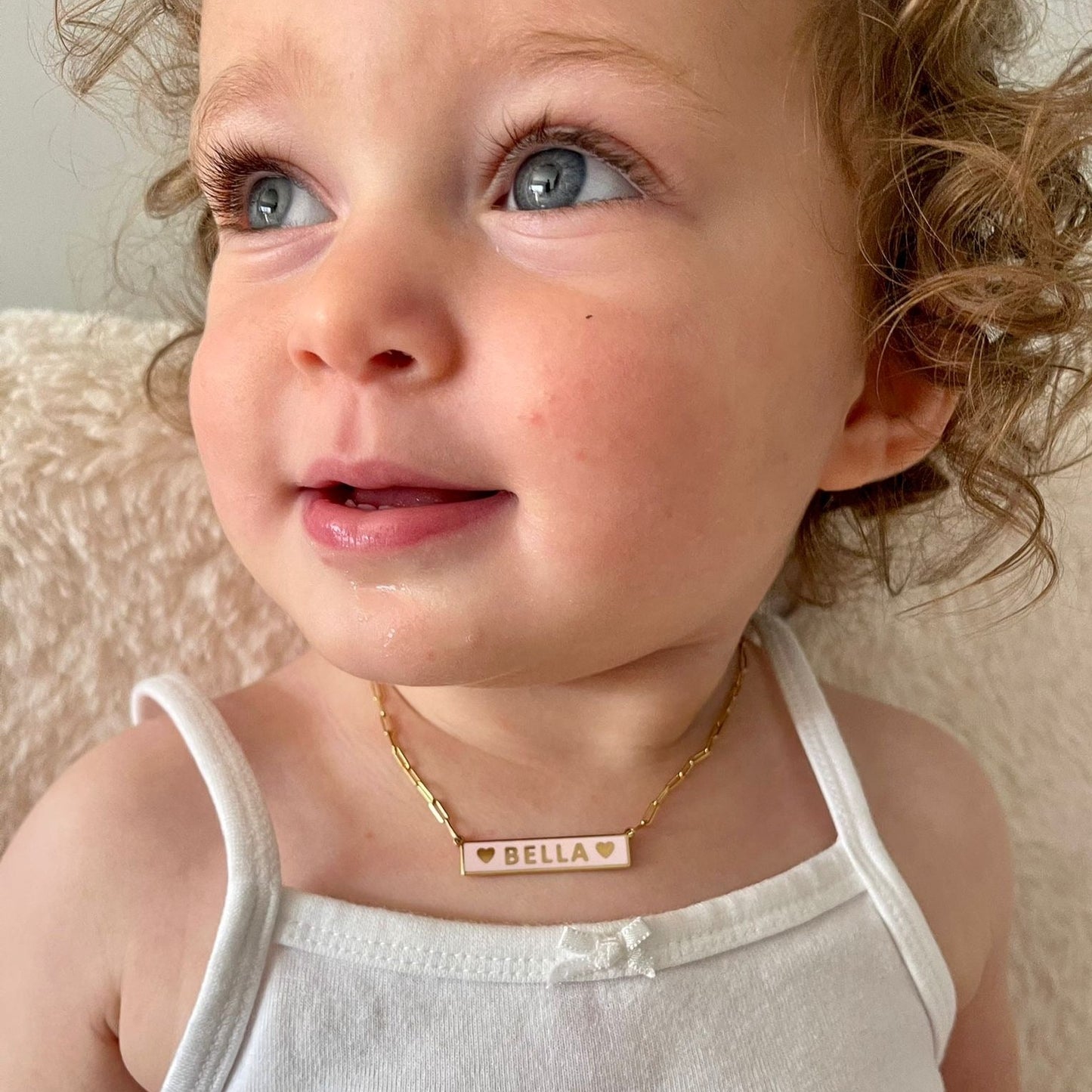Enamel Bar Paperclip Nameplate Necklace