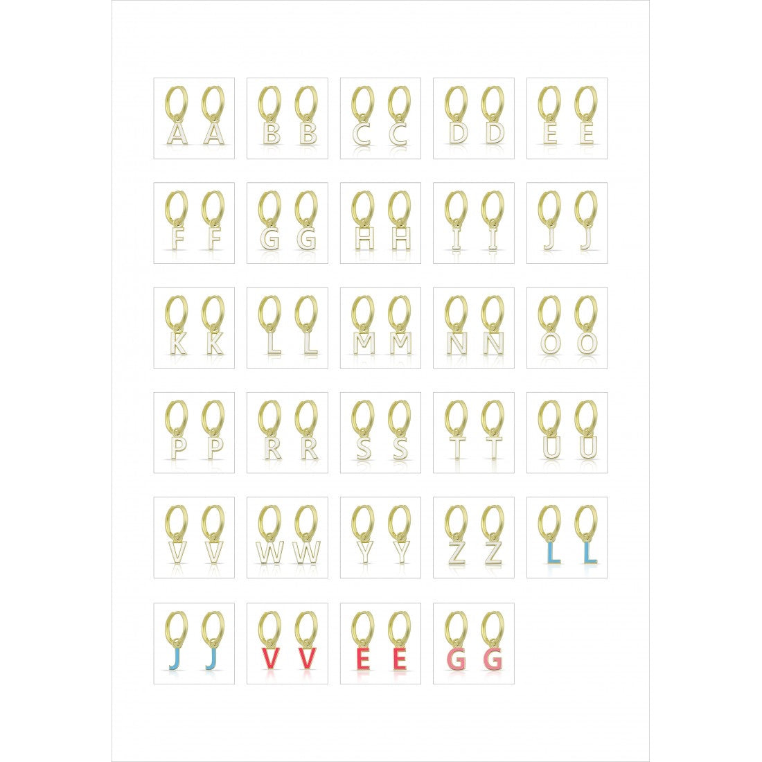 Hanging Enamel Initial Earrings