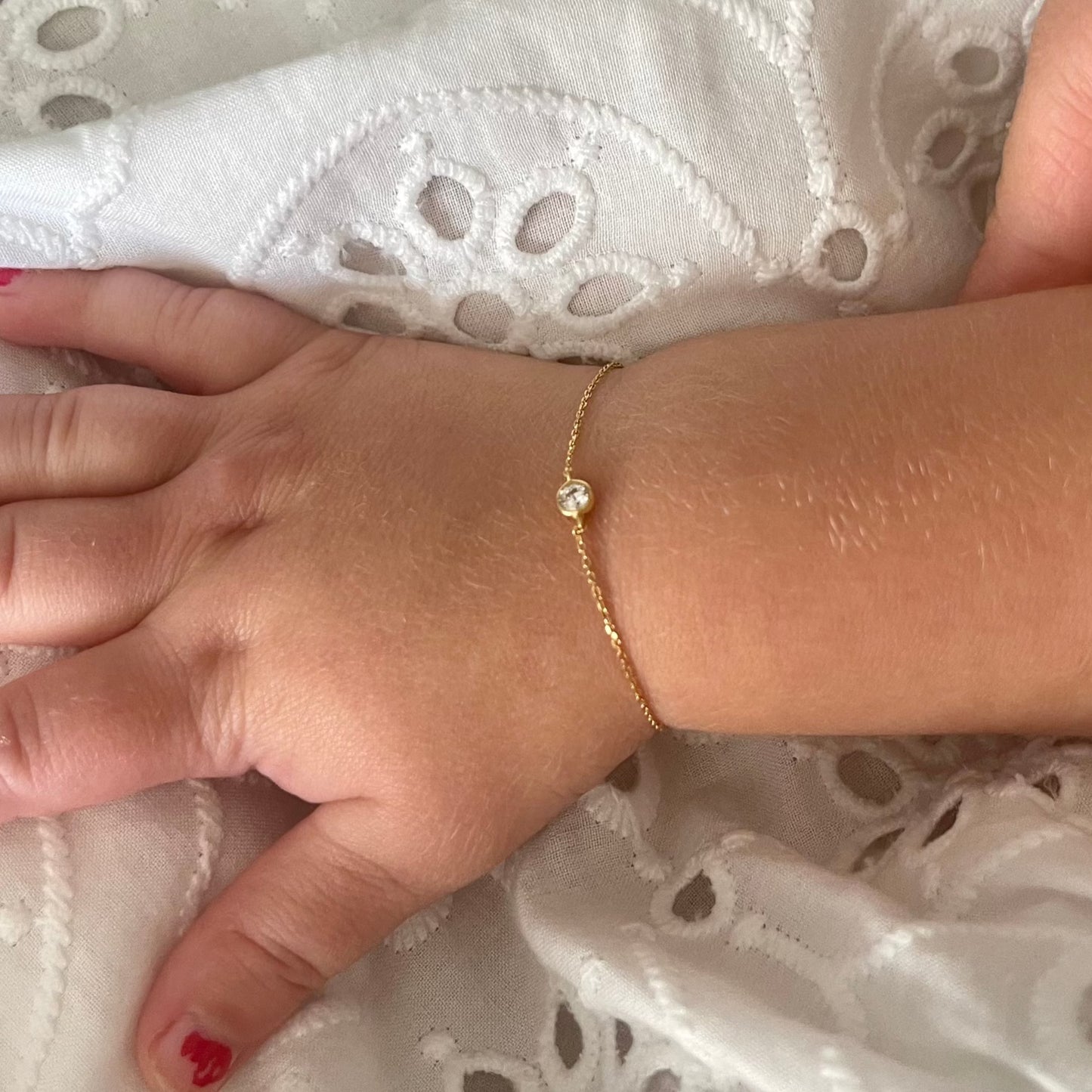 14K Mommy & Me Diamond Bezel Bracelet