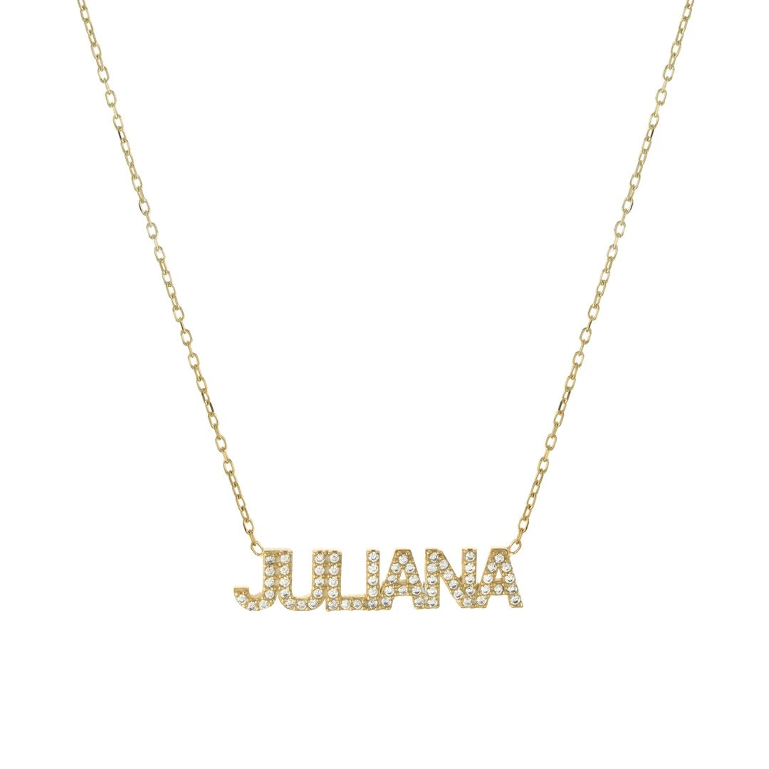 Juliana CZ Block Nameplate Necklace