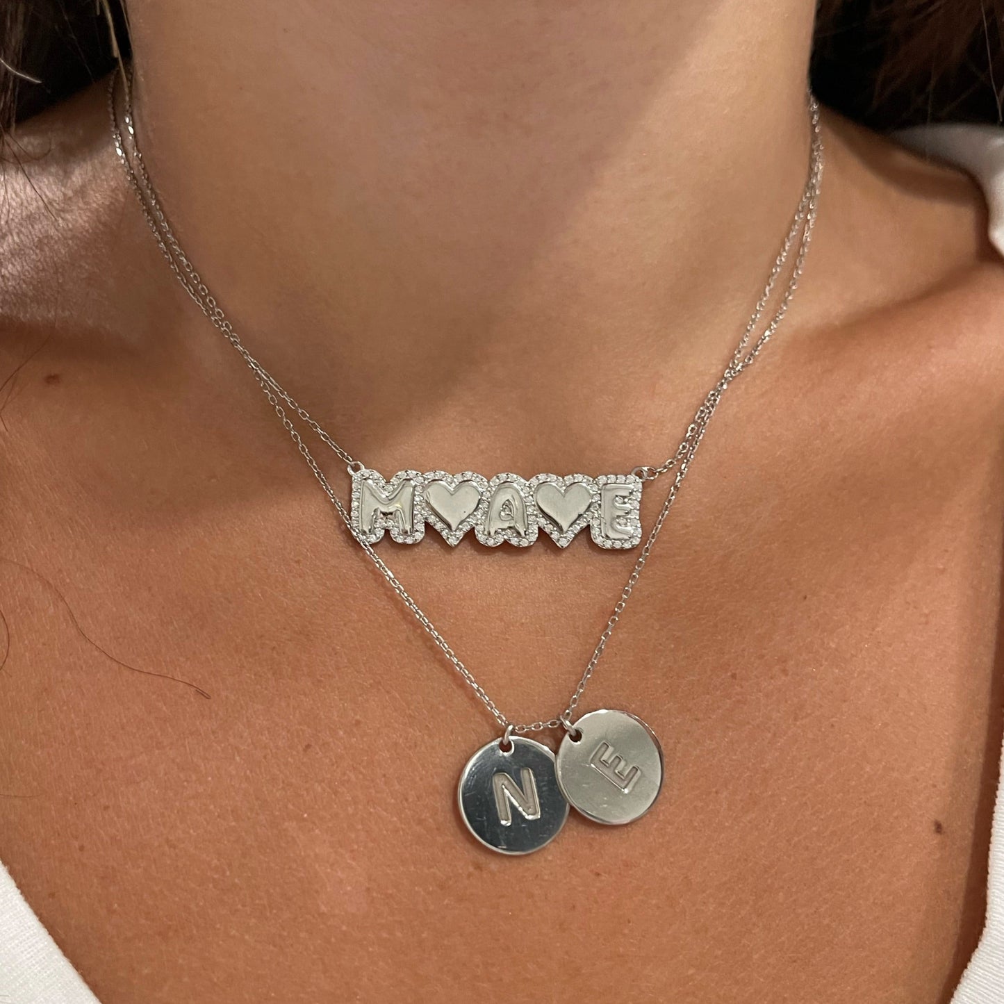 Maya Bubble CZ Nameplate Necklace