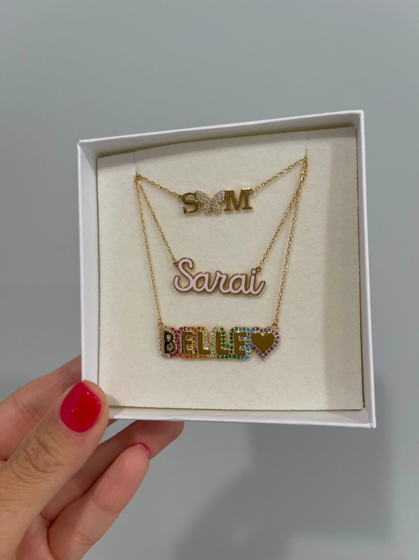 Maya Bubble CZ Nameplate Necklace