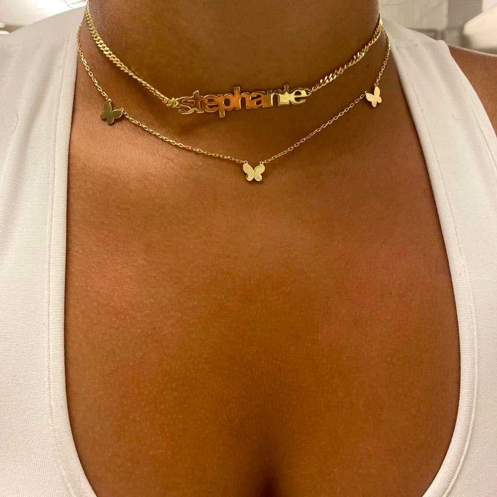 Sienna Bold Thick Chain Nameplate Choker