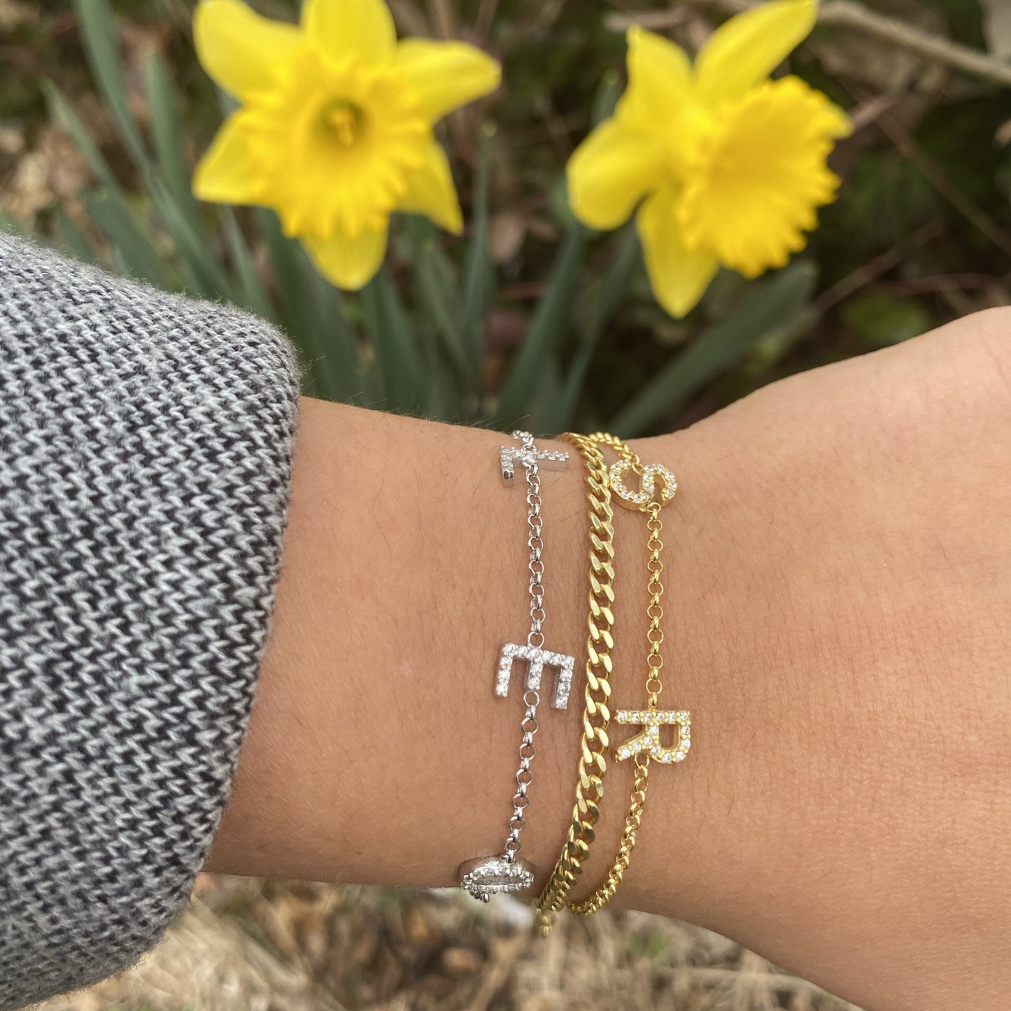 VIV Customized CZ Floating Initial Bracelet - Retail Therapy Jewelry