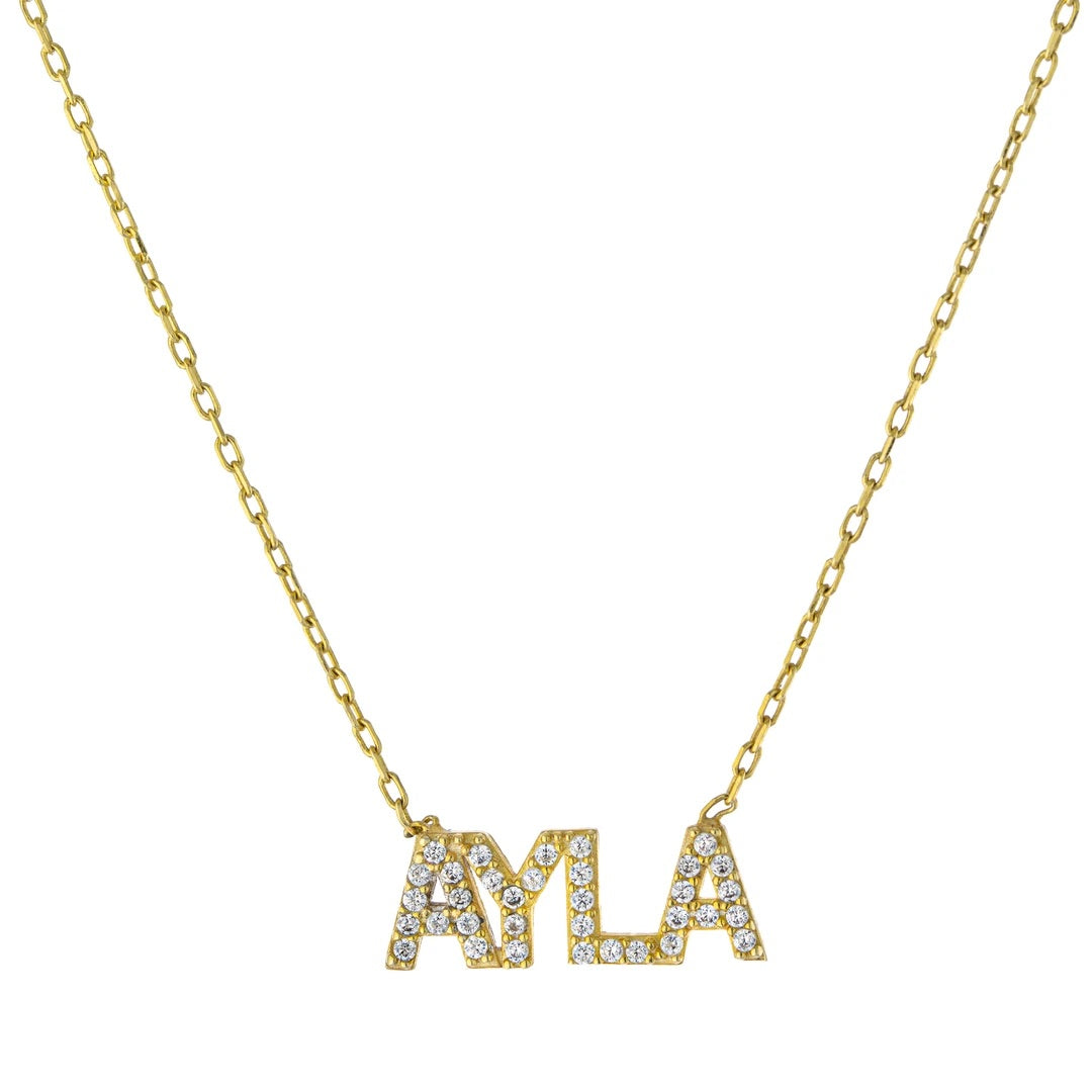 Juliana CZ Block Nameplate Necklace