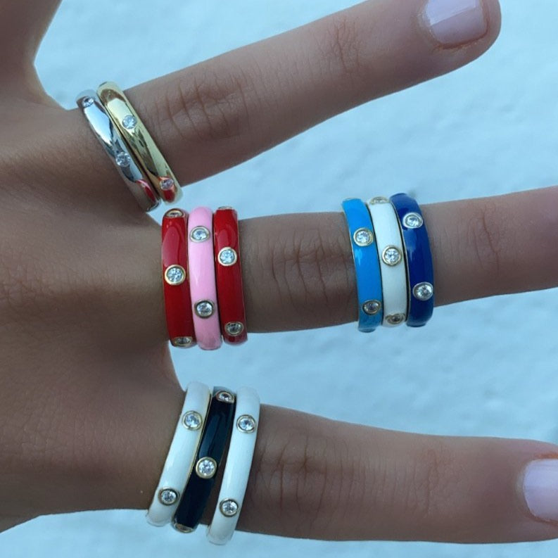 Multi Colored CZ Enamel Ring - Retail Therapy Jewelry