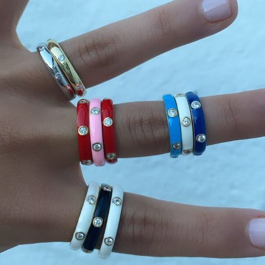 Multi Colored CZ Enamel Ring - Retail Therapy Jewelry