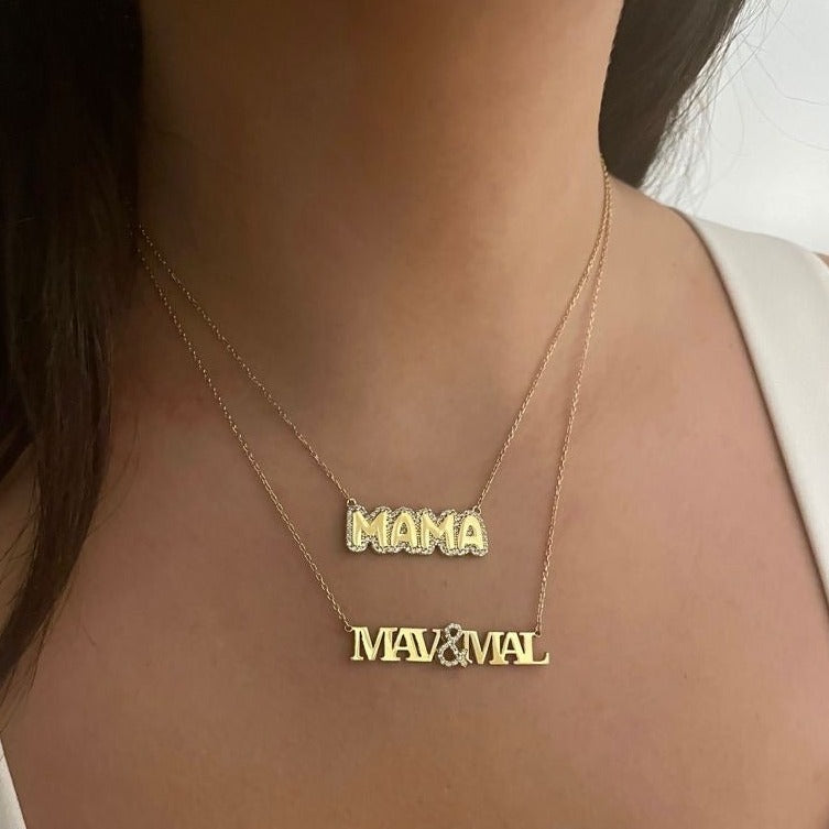 Maya Bubble CZ Nameplate Necklace