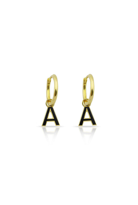 Hanging Enamel Initial Earrings