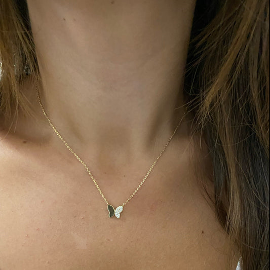 Julia Half CZ Butterfly Necklace - Retail Therapy Jewelry