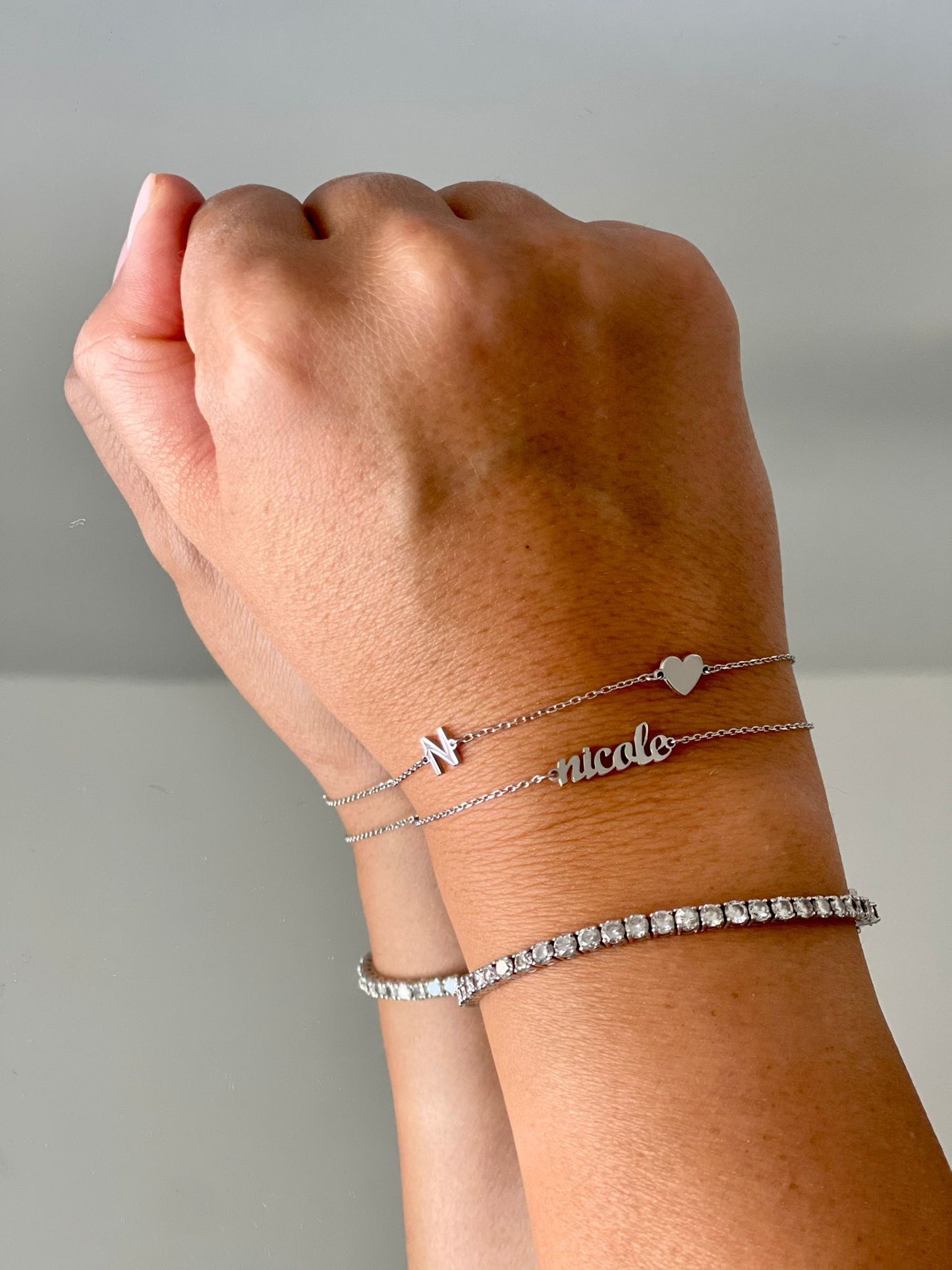 Nicole Script Handwriting Nameplate Bracelet